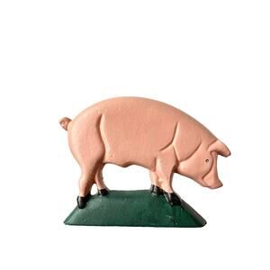 Vintage Cast Iron Painted Pig